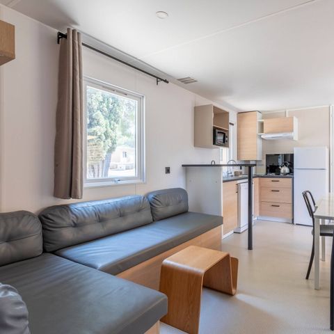 BUNGALOW 6 personnes - Mobil-home | Premium | 3 Ch. | 6 Pers. | Terrasse surélevée | 2 SDB | Clim. | TV