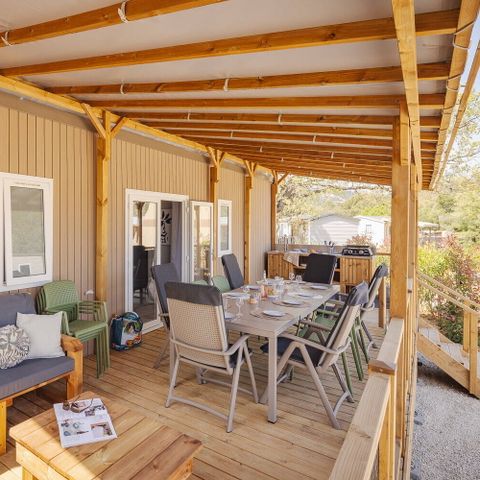 Mobile home 8 persons - Mobile-home | Premium | 4 Bedrooms | 8 Pers. | Terrace Lounge | Outdoor kitchen | 2 bathrooms | Air-con.