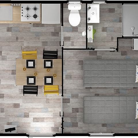 Stacaravan 4 personen - confort 2 slaapkamers/2 doucheruimtes/2wc