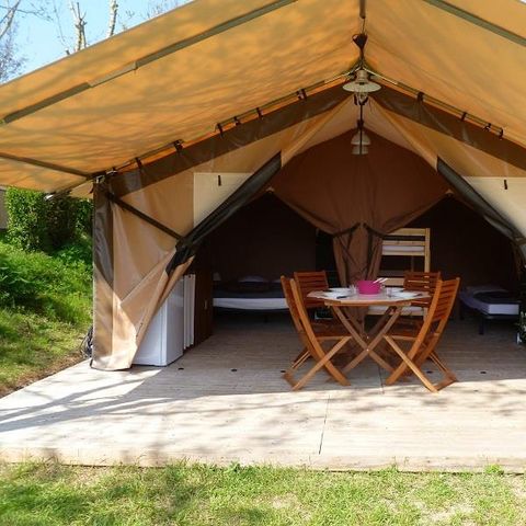 Bungalowzelt 5 personen - Zeltbungalow Standard 24m² - 2 Zimmer, ohne Sanitäranlagen + überdachte Terrasse