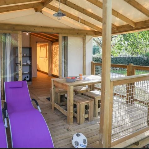 MOBILHOME 4 personnes - Eco Lodge Standard PMR 25m² - 2 chambres, sans sanitaire + terrasse