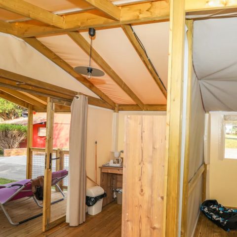 STACARAVAN 4 personen - Eco Lodge Standaard PMR 25m² - 2 kamers, geen badkamer + terras