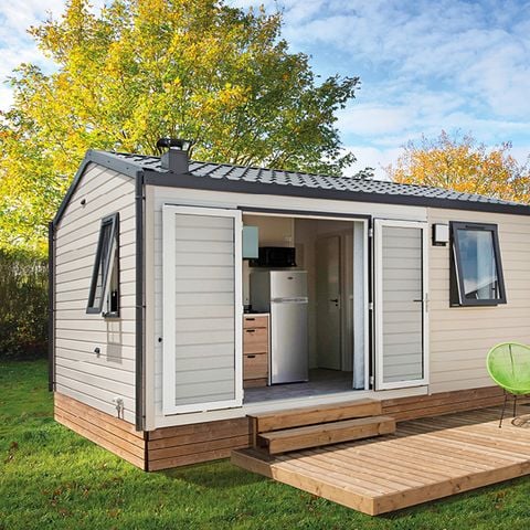 Mobilheim 2 Personen - NEW 2023// Mobilheim Premium 20m² (1 Schlafzimmer) + TV + Überdachte Terrasse + LV