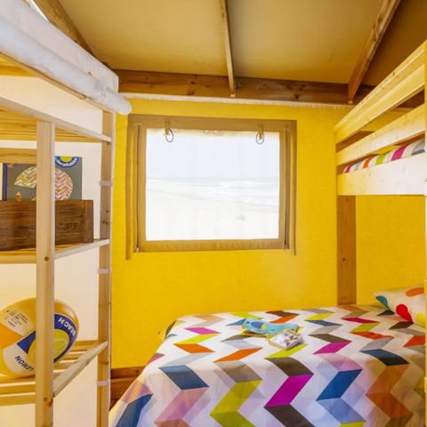 TIENDA DE LONA Y MADERA 5 personas - Lodge Cotton Confort 32m² - 2 habitaciones + terraza cubierta
