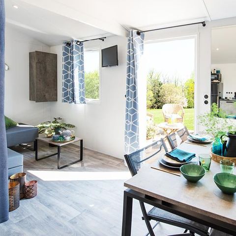 Mobilheim 5 Personen - Premium 30m² - 2 Zimmer + Geschirrspüler + Terrasse