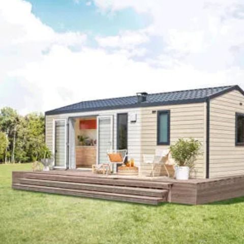 Mobilheim 4 Personen - NEW 2023// Mobilheim Premium 27m² (2 Schlafzimmer) + TV + LV + Überdachte Terrasse