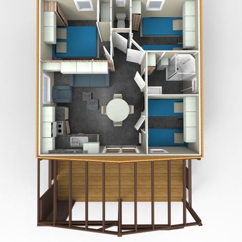Chalet 6 personen - Houten chalet Sesame Premium 35m² - 3 kamers + TV + terras