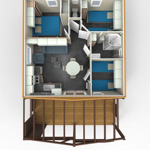 CHALET 6 personnes - Chalet bois Sesame Premium 35m² - 3 chambres + TV + terrasse