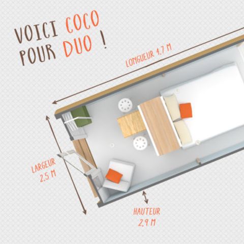 BUNGALOW TOILÉ 2 personnes - COCO SWEET DUO sans sanitaires 11 m²