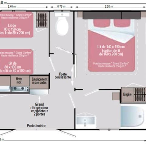 MOBILHOME 4 personnes -  Cap Deseo confort  34 m² Vue Mer et Jacuzzi 3/4 pers