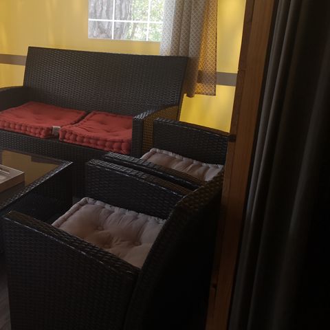 Bungalowzelt 4 Personen - LODGE ZELT MIT MEERESBLICK , 2 Zimmer , ausgestattete Küche , Holzterrasse , Essbereich