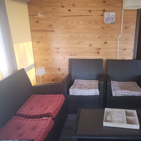 Bungalowzelt 4 Personen - LODGE ZELT MIT MEERESBLICK , 2 Zimmer , ausgestattete Küche , Holzterrasse , Essbereich