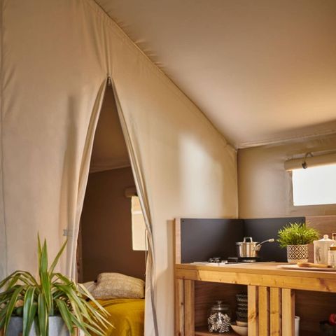 Tent van canvas en hout 4 personen - Lodge Safari (Niet-contractuele foto's: wordt momenteel geïnstalleerd)