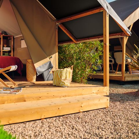 Tent van canvas en hout 2 personen - Mini-Lodge (niet-contractuele foto's: wordt momenteel geïnstalleerd)
