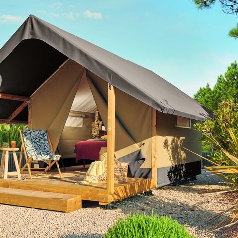 Tent van canvas en hout 2 personen - Mini-Lodge (niet-contractuele foto's: wordt momenteel geïnstalleerd)