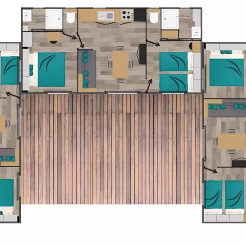 Stacaravan 12 personen - Cottage Ainhoa 7 Kamers 12 Personen Airconditioning + TV + Jacuzzi + Sauna