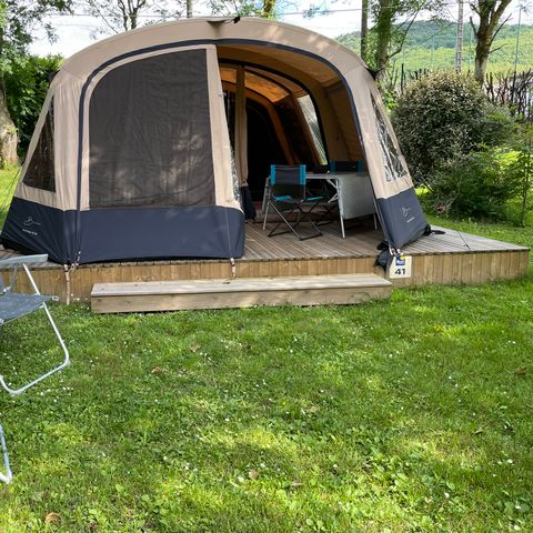 TENDA DA CAMPEGGIO 4 persone - Tenda arredata 23m² - 3 camere da letto - senza servizi igienici - Tenda da sole 11m² - Terrazza sul tetto