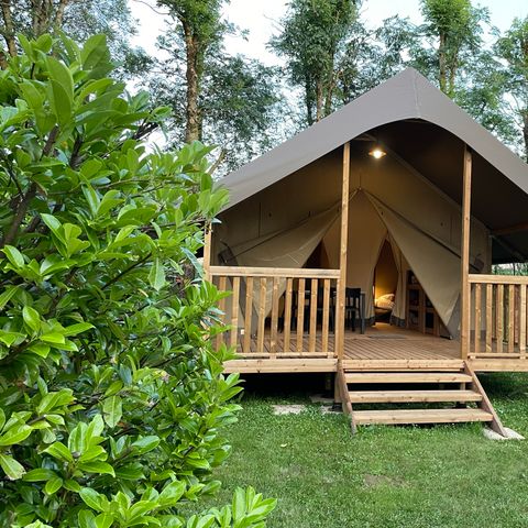 Zelt 5 Personen - Zelt Lodge Confort 23m² - 2 Zimmer - ohne Sanitäranlagen - Überdachte Terrasse 11m²