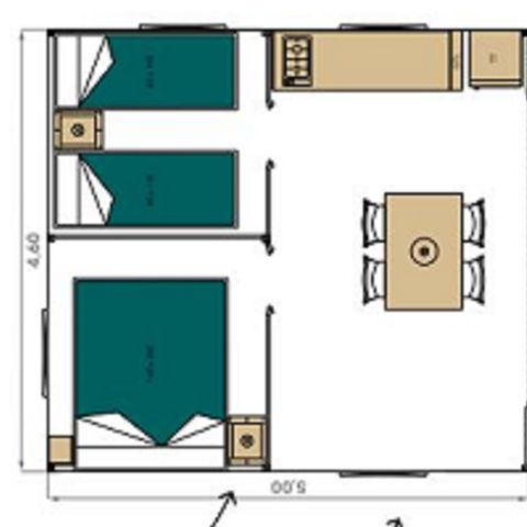 Zelt 5 personen - Zelt Lodge Confort 23m² - 2 Zimmer - ohne Sanitäranlagen - Überdachte Terrasse 11m²