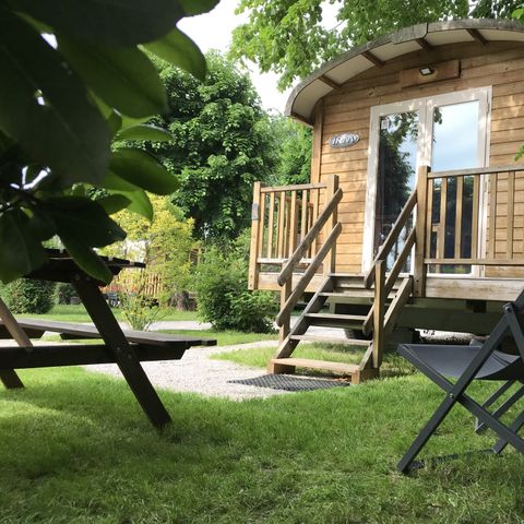 Wohnwagen 4 Personen - Komfortwohnwagen 21m² - 2 Zimmer - TV - Picknicktisch - mit Sanitäranlagen