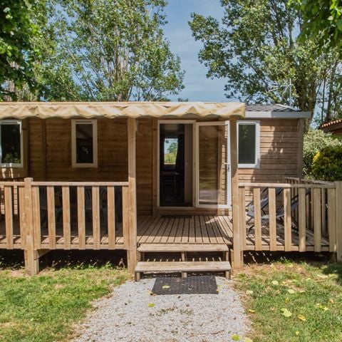 MOBILHOME 6 personnes - Mobil-home Bois Confort 32m² - 3 chambres - Terrasse semi-couverte - TV