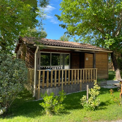 Mobilheim 6 Personen - Premium Holzchalet 31m² - 2 Zimmer - Überdachte Terrasse - TV - LV - Klimaanlage