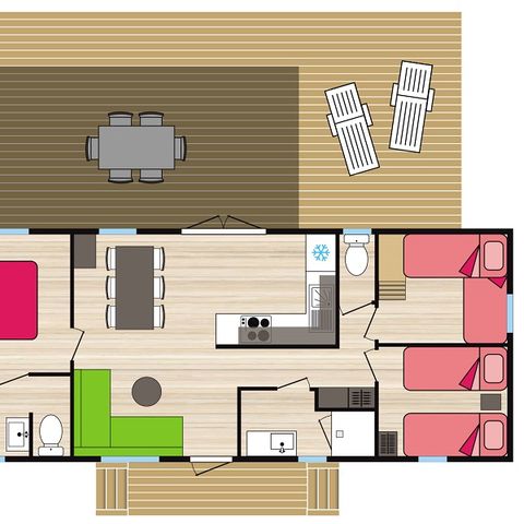 Mobile home 6 persons - Premium - L'Espinouse - 40 m2 - 3 bedrooms - 2 bathrooms - Sunday