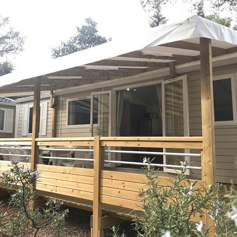 Mobilheim 6 Personen - Mobilheim 36m² - Klimaanlage + TV + Überdachte Terrasse