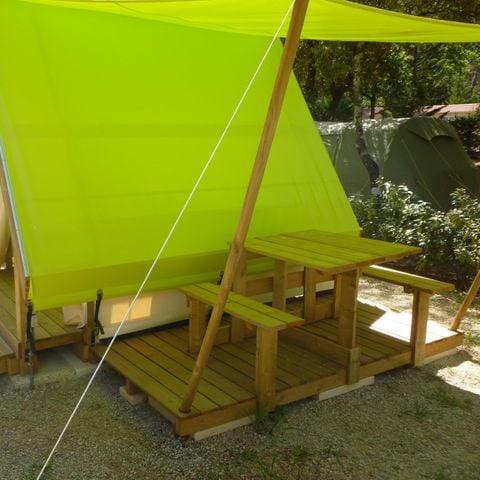Tente en toile et en bois 2 personnes - Tente toile et bois RANDONNEUR 9m² - 2 lits