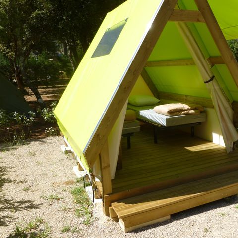 Safaritent 2 personen - 9m² tent van canvas en hout RANDONNEUR - 2 bedden