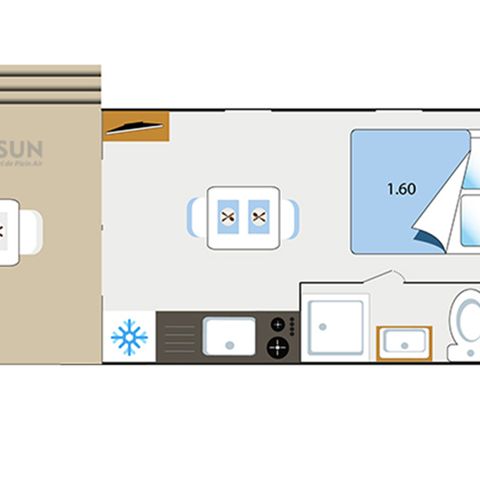 Mobile home 2 persons - Mobil Home Key Westotel 20m² - 1 bedroom + TV +Clim
