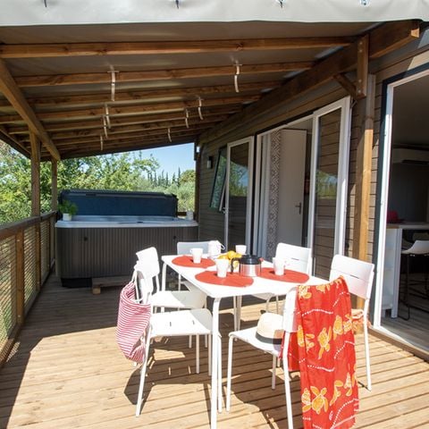 Mobilheim 4 personen - Sillans Privater Jacuzzi - 32m² - 2 Zimmer - Geschirrspüler + Tv + A/C