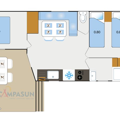 Mobile home 4 persons - Mobile home Sainte-Croix - 28m² - 2 bedrooms + TV + A/C