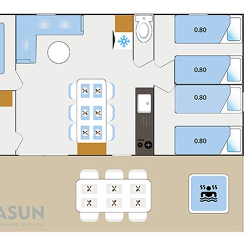 Mobile home 6 persons - Mobile home Cotignac Private Jacuzzi - 33m² - 3 bedrooms - Dishwasher + TV + A/C