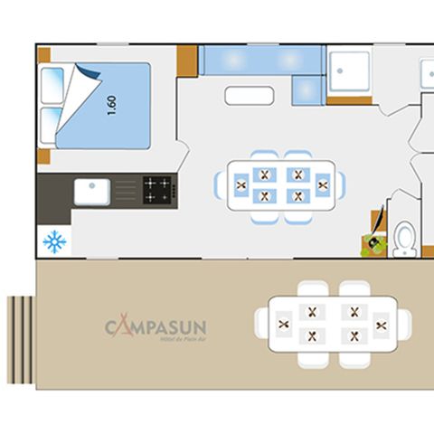 Mobile home 6 persons - Mobile home Quinson - 33m² - 3 bedrooms + TV + A/C