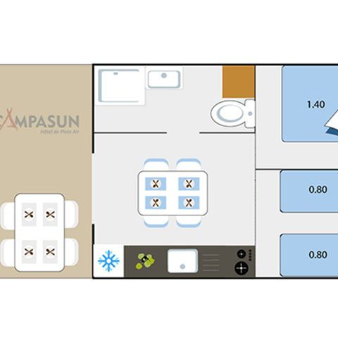 Canvas and wooden tent 4 persons - Lodge safari Aiguines - 26m² - Glamping
