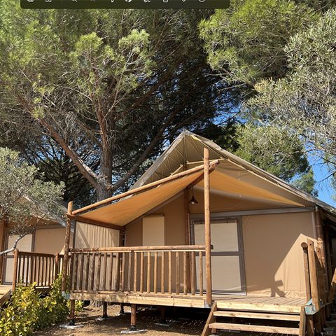Canvas and wooden tent 4 persons - Lodge safari Aiguines - 26m² - Glamping