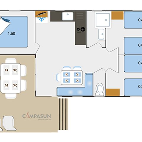 MOBILHOME 6 personas - Tourtour - 33m² - 3 habitaciones + Tv + A/C