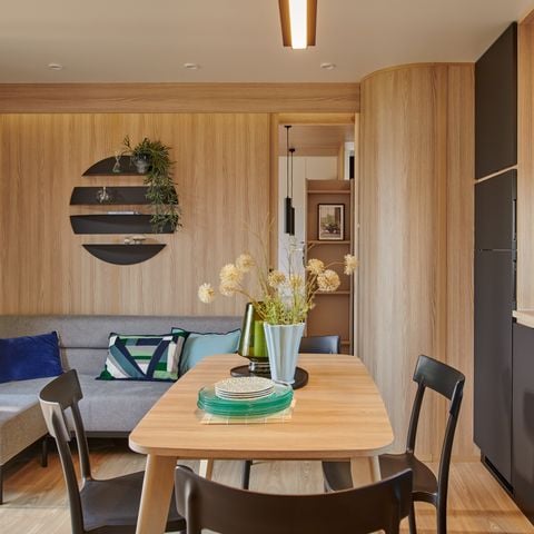 MOBILHOME 6 personas - TAOS Luxe 40m2 terraza 35m2+ jacuzzi privado - 6 pers 3 dormitorios 2 baños - aire acondicionado