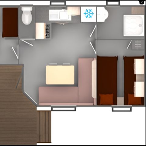Mobilheim 4 Personen - 2 Schlafzimmer KLASSIK
