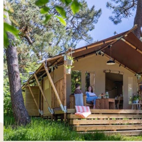 Wohnzelt auz holz 5 personen - Lodge-Zelt COCOONING 2 Zimmer ohne Sanitäranlagen
