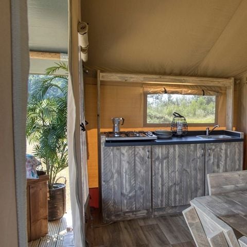 Wohnzelt auz holz 5 personen - Lodge-Zelt COCOONING 2 Zimmer ohne Sanitäranlagen