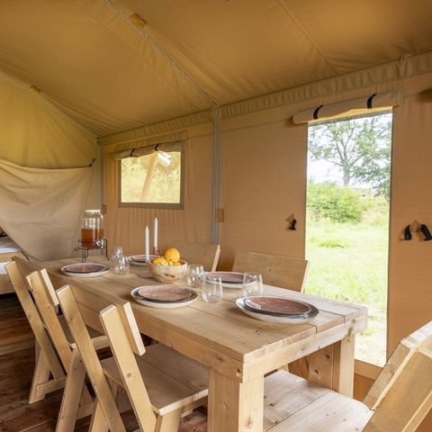 Tent van canvas en hout 5 personen - Lodgetent SAMENSTELLING 2 slaapkamers zonder sanitair