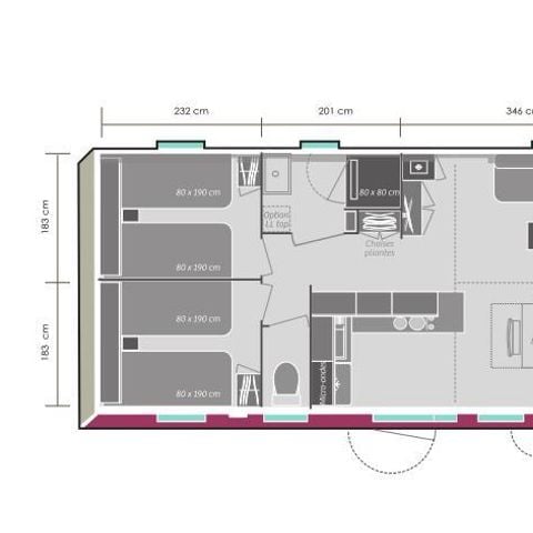 STACARAVAN 6 personen - Premium 38m² + TV + Airconditioning