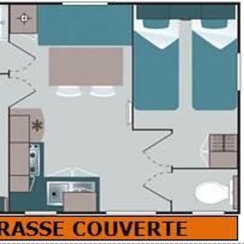 BUNGALOW 4 personnes - ENCIERRO 2 chambres - 24 m² - avec CLIM+ TV - Terrasse couverte 13 m²