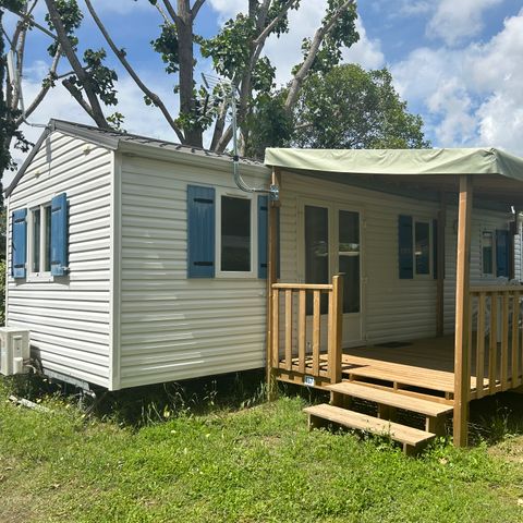 Stacaravan 7 personen - NEVADA 3 slaapkamers - 32 m² - met CLIM.+TV - 16 m² overdekt terras -