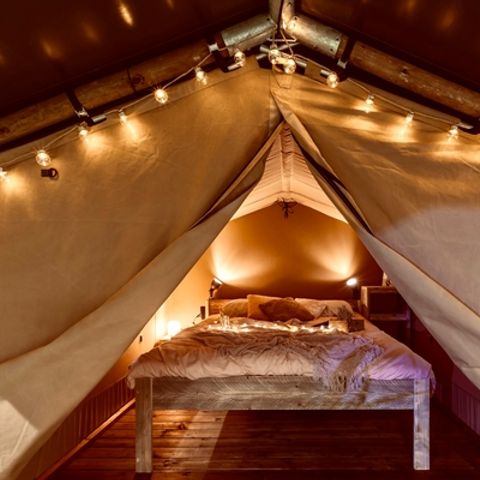 Tent van canvas en hout 2 personen - Mini Lodge op palen