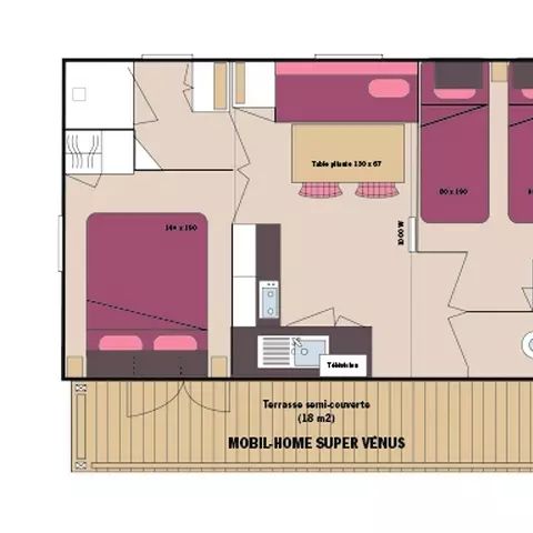 Mobilheim 4 Personen - Mobilheim 3 Zimmer 4 Personen + TV