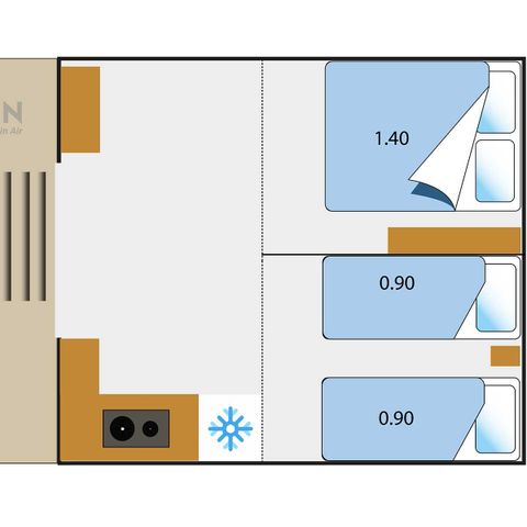 Safaritent 4 personen - 2-slaapkamer Marquise tent