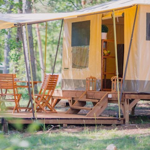 TENTE TOILE ET BOIS 4 personnes - Tente Marquise 2 chambres